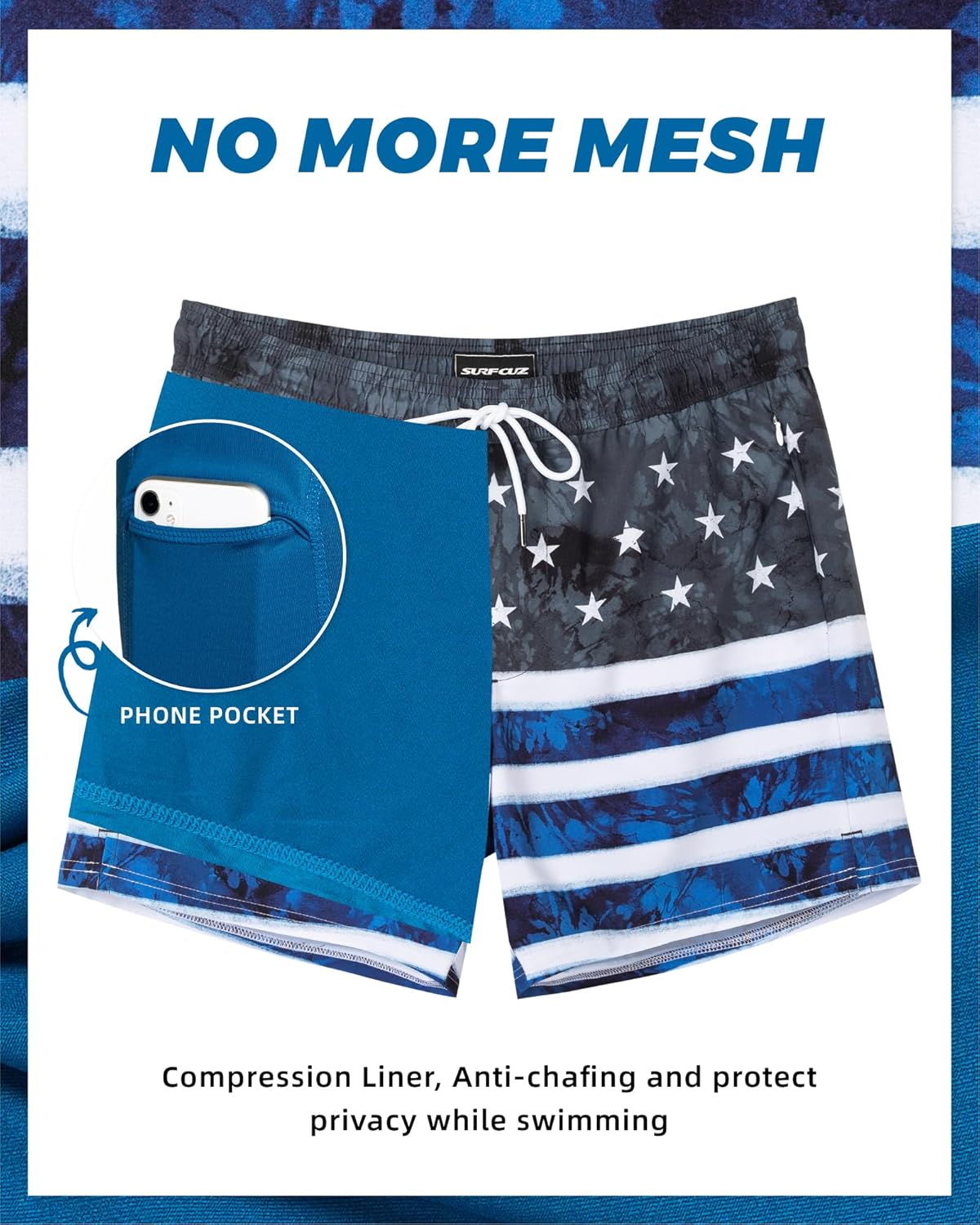 Men's Swim Trunks with Compression Liner - Quick Dry 5-Inch Bathing Suit with Zipper Pockets