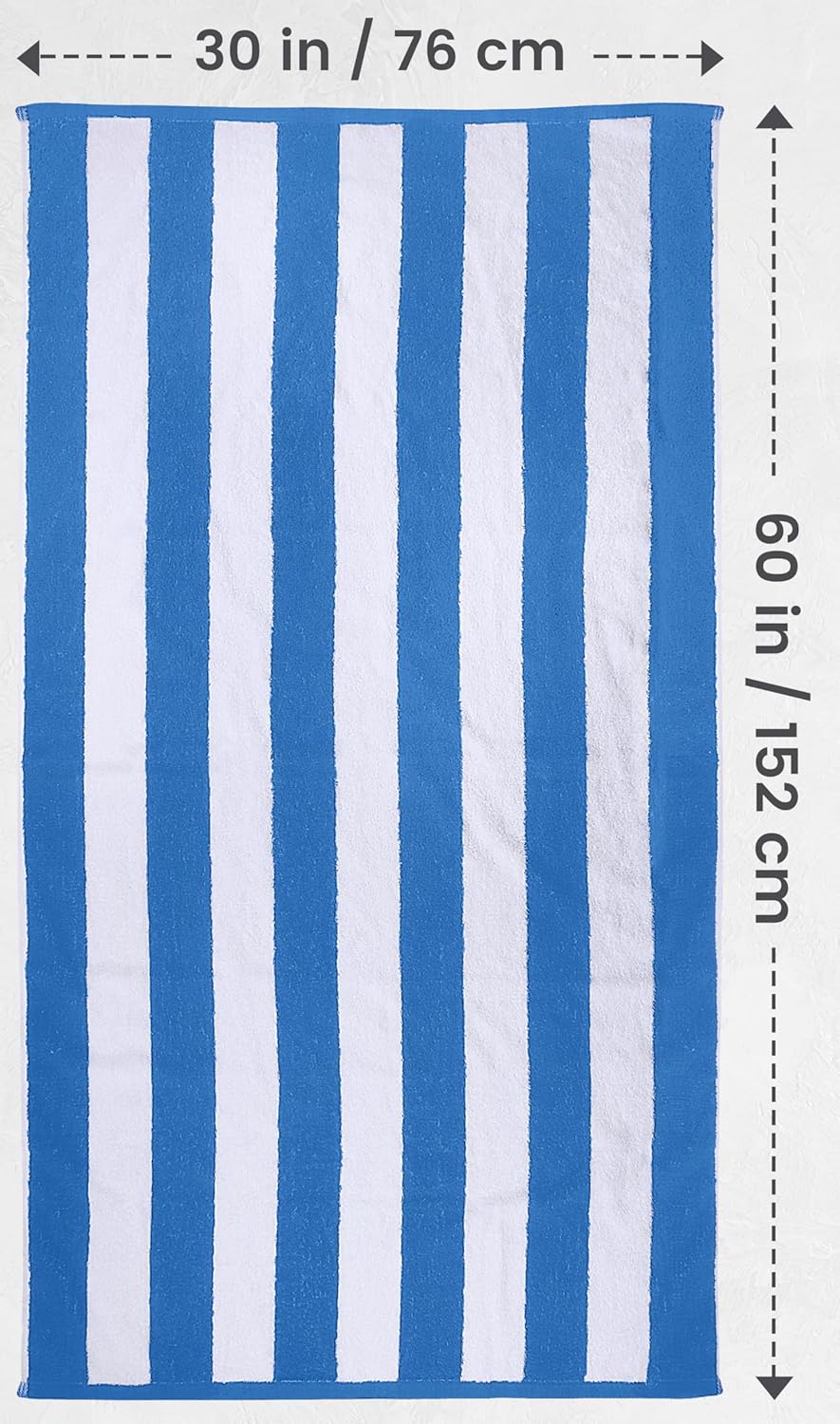 Oversized Cabana Beach Towels - Pack of 4 Cotton 30x60 Inches | Modern Striped Design in Blue