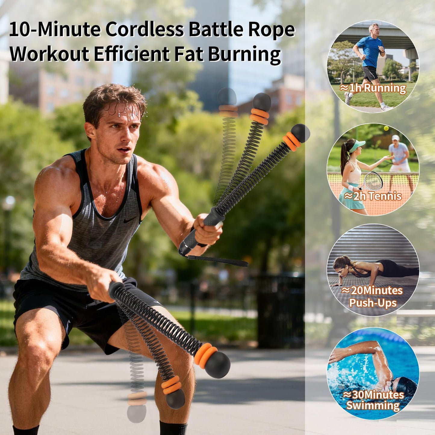 Ropeless Battle Rope, Portable Adjustable Strength Training for Home Gym