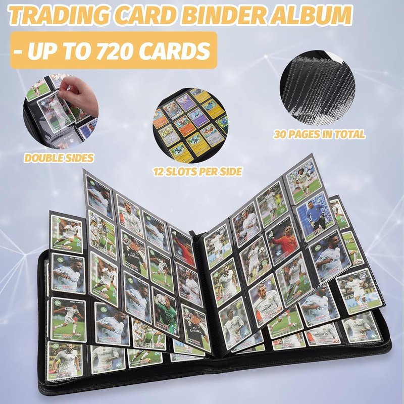 Trading Card Binder - 12 Pocket Album for MTG, TCG & Sports Cards | 720 Pockets, Lake Blue