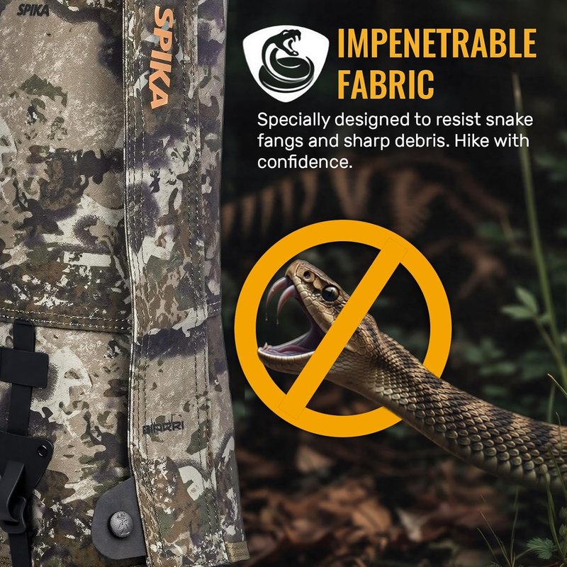SPIKA Waterproof Snake Gaiters - Adjustable Leg Protection for Hiking | Unisex Outdoor Gear