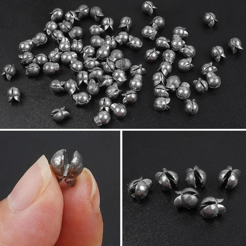 Split Shot Fishing Weights - 100pcs Removable Round Sinkers for Freshwater & Saltwater Fishing | Versatile Clip-On Design