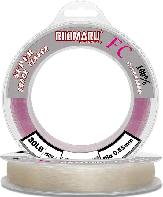 Rikimaru 100% Fluorocarbon Fishing Line - Shock Resistant, Sinks Faster Than Mono | 2LB-150LB