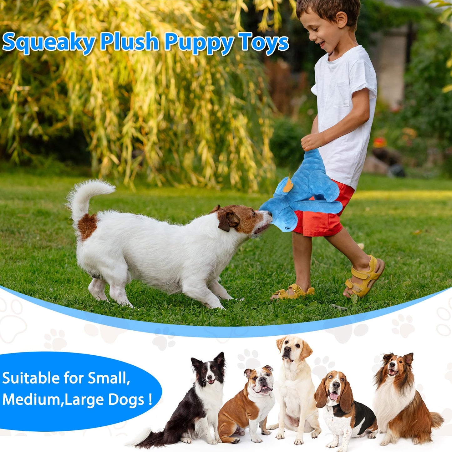 Letsmeet Dog Toys for Puppy Toys, Interactive Plush Dog Toy with Squeaker and Crinkle Paper, Suitable for Reducing Boredom and Anxiety, Cute Pet Toy for Small, Medium and Large Dogs
