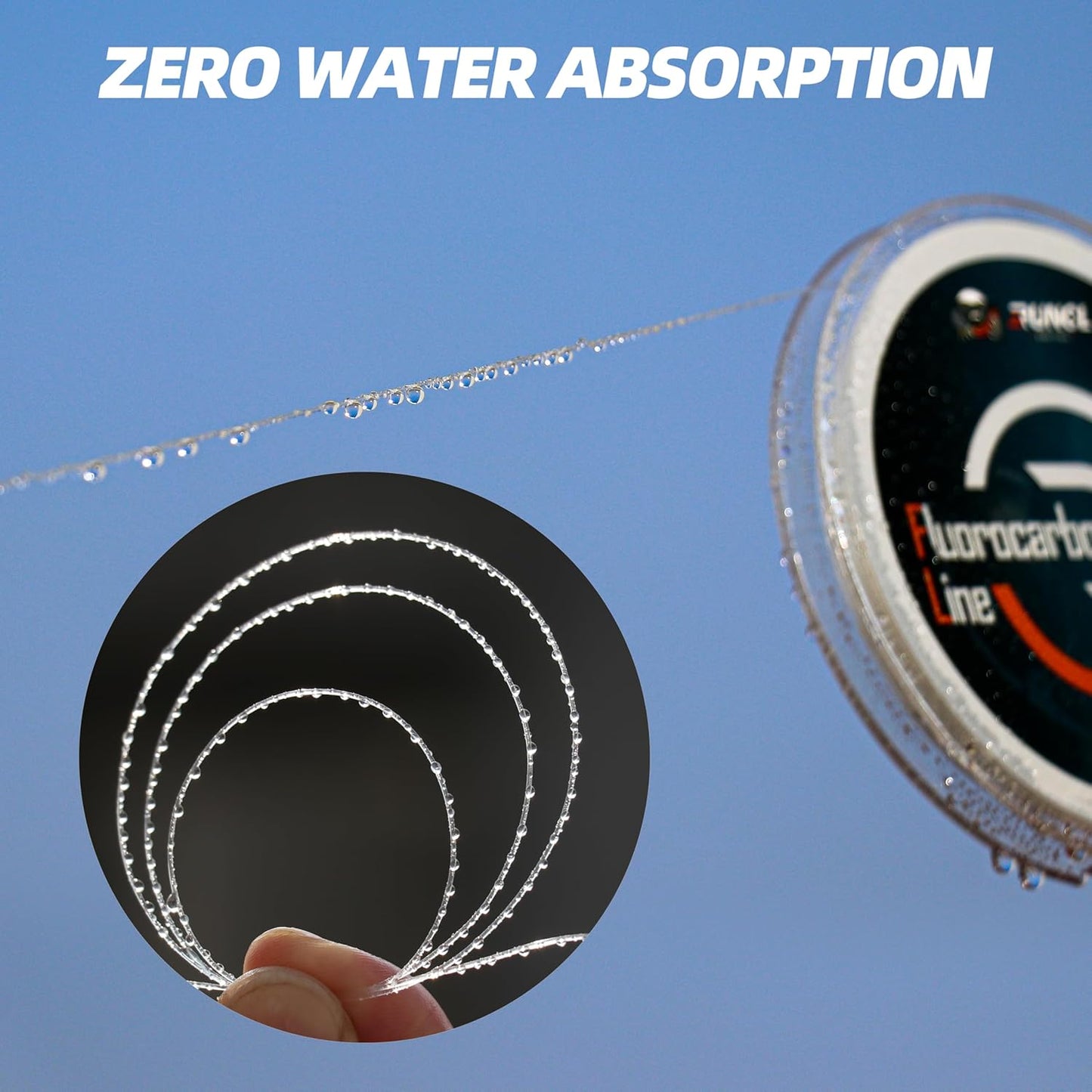 RUNCL Fluorocarbon Fishing Line - 100% Pure, High Strength, Virtually Invisible | 4-50lb, 50-150yds