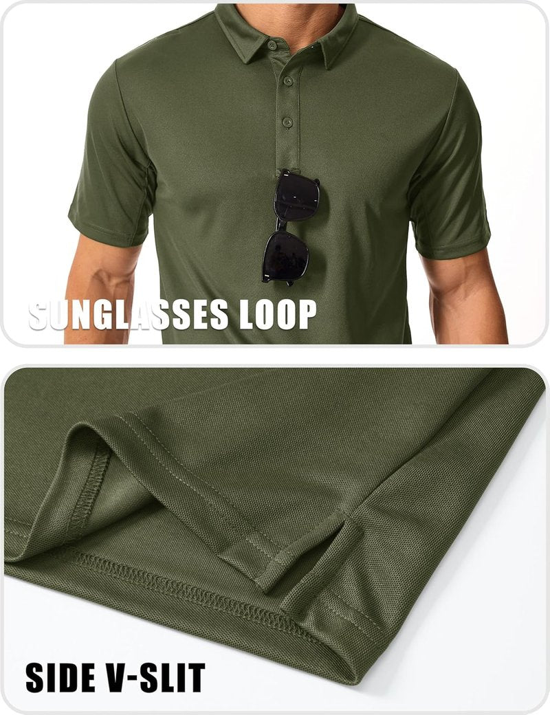 Men's Quick Dry Tactical Polo Shirt | UPF 50+ Performance Golf Shirt - Short Sleeve, Comfortable Fit