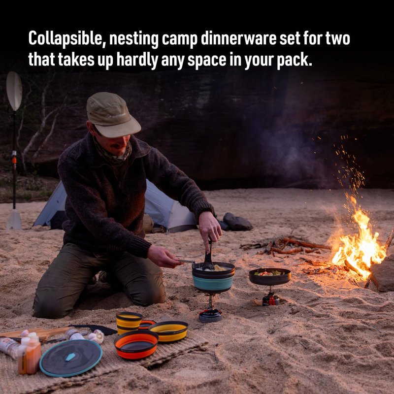 Sea to Summit Frontier Ultralight Collapsible Dinnerware Set, 2-Person (2 Medium Bowls, 2 Large Bowls, 2 Cups)