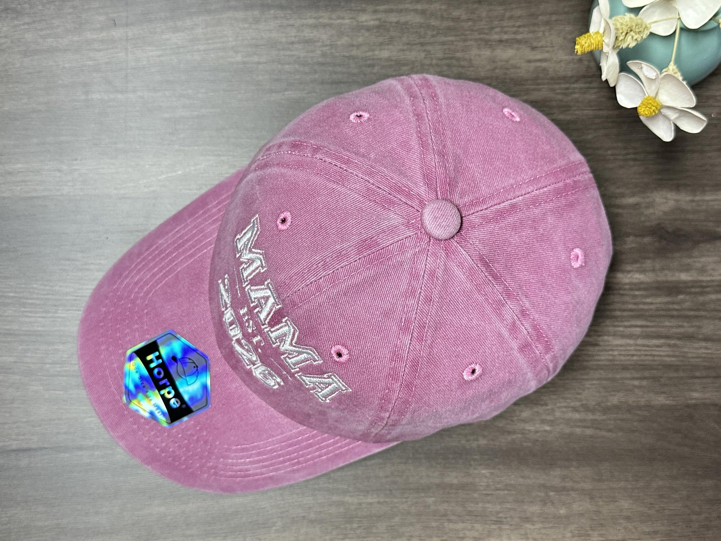 Horpe New Mama Hat EST 2026, Promoted to Mom Mother Gifts for Pregnancy Announcements, First Time Baseball Cap for Women, Adjustable Embroidered Washed Pink Dad Hat