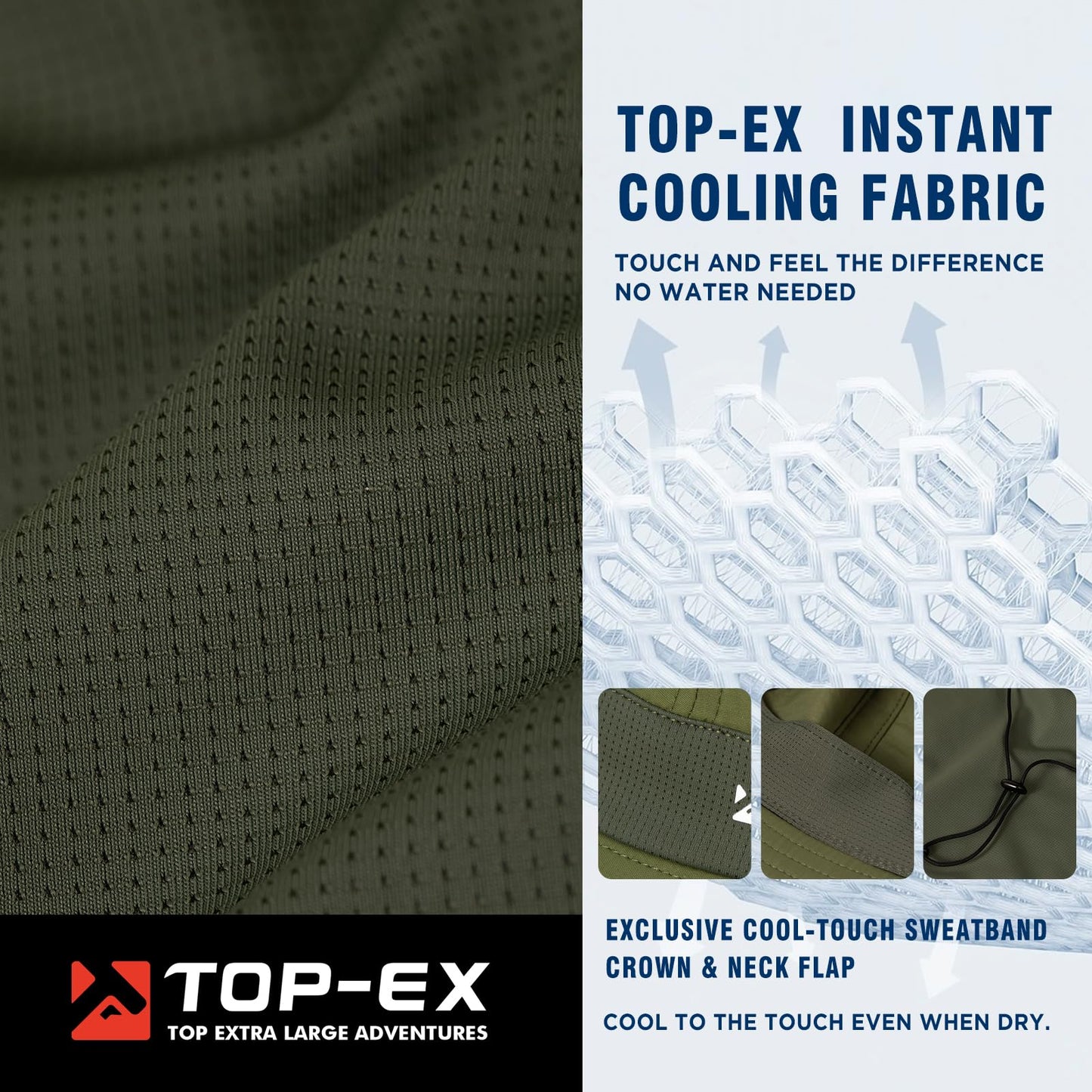 TOP-EX UPF 50+ Cooling Wide Brim Sun Hat for Men with Neck Flap, Packable