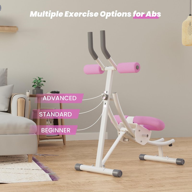 LanPavilion Ab Workout Equipment, Ab Machine with Height Adjustable and Stability, Ab Workout Equipment Home Gym Coaster for Stomach at Office with LCD Display-Christmas Gift Choice, Pink
