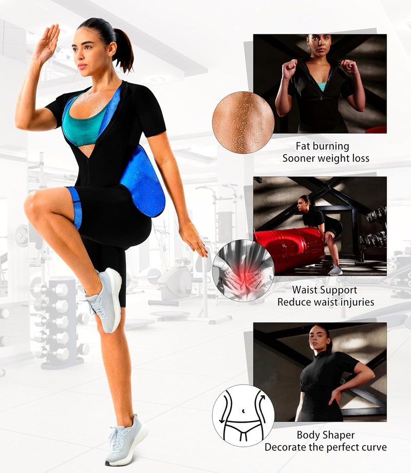 Sauna Suit for Women - Full Body Jumpsuit for Waist Training & Belly Fat Reduction | Breathable Design