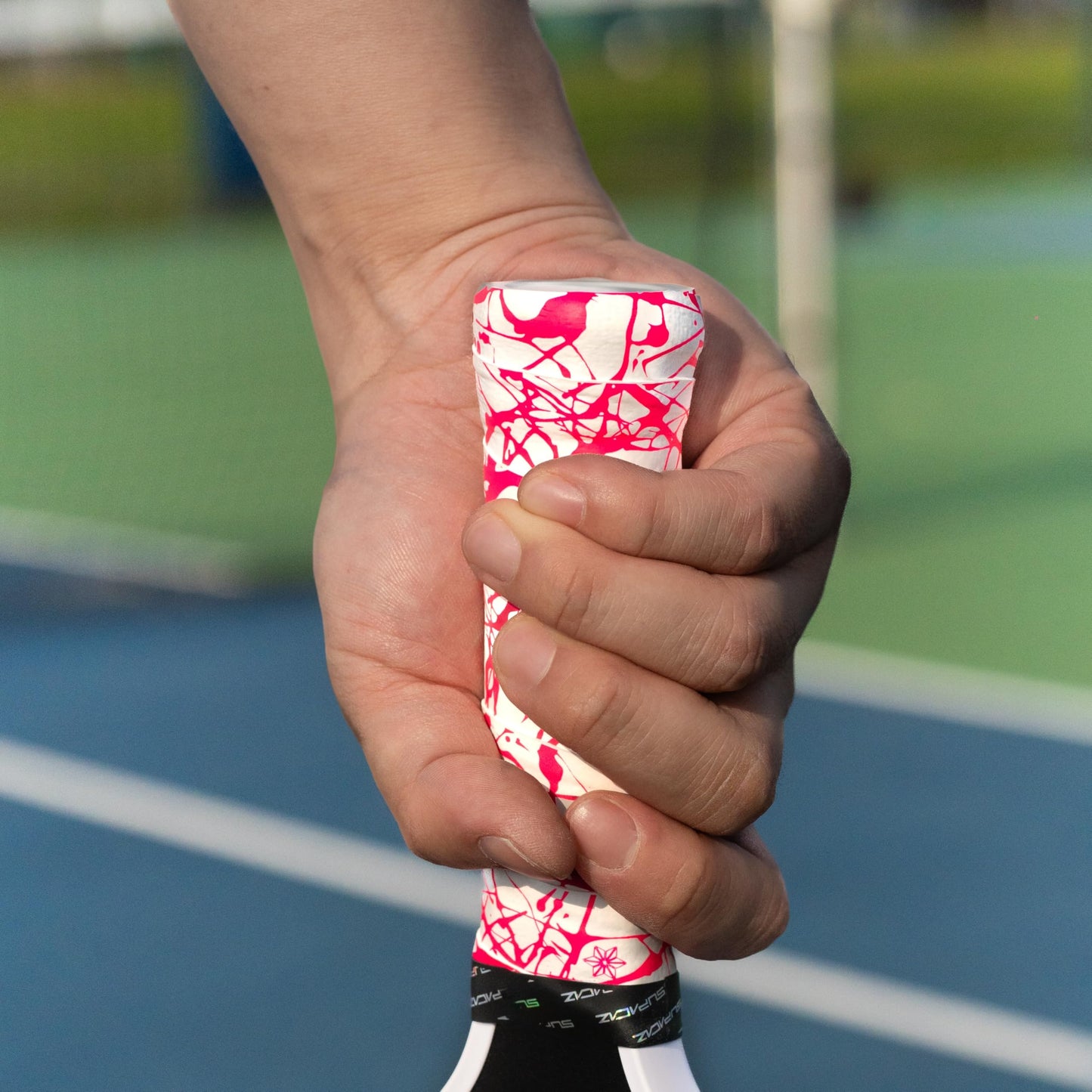 Supacaz Super Sticky Kush Neon Pink Splat Pickleball Overgrip - Tacky Pickleball Paddle Grip Tape Wrap - Pickle Ball Anti-Sweat Overwrap - 3pk