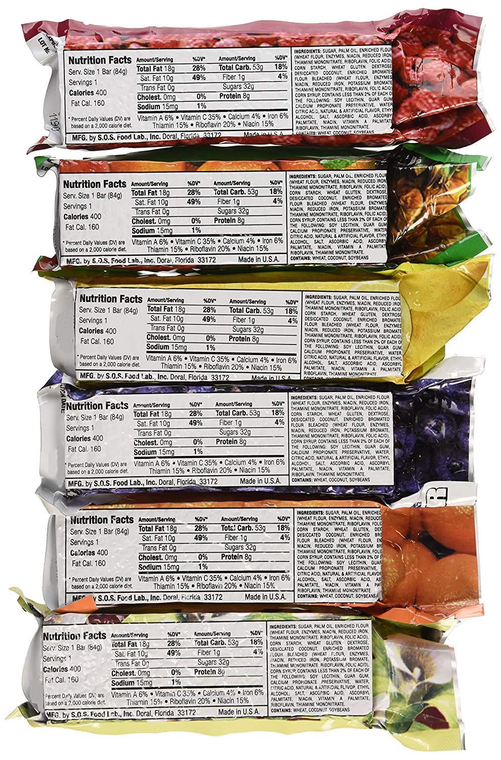 Millennium Assorted Energy Bars (6 Count) - Long Shelf Life Fruit flavored Bar Bundle - Survival Pack for Calamity, Disaster, Hiking and Meal replacement