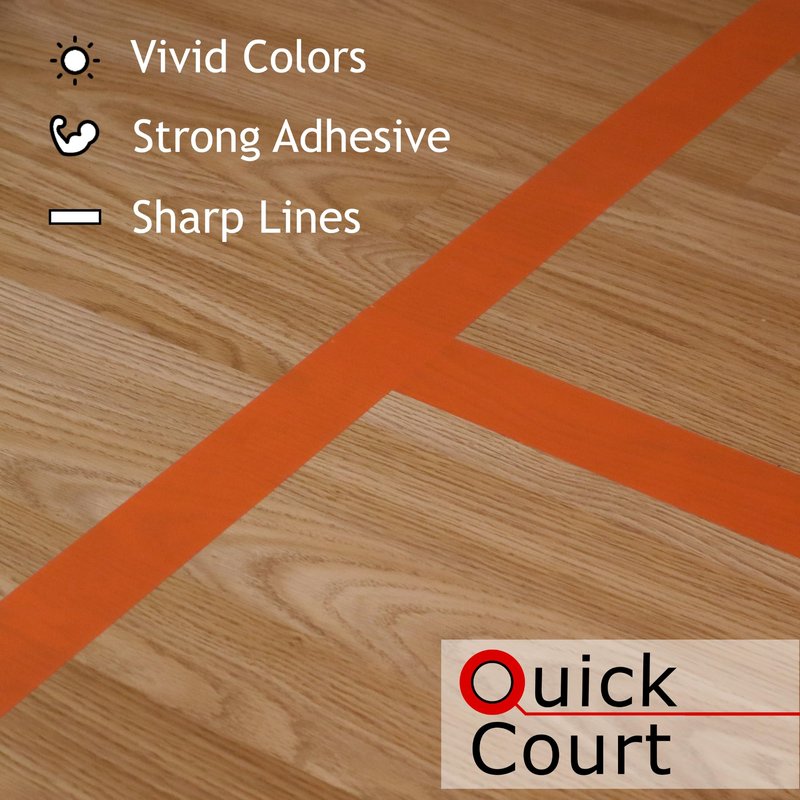 Quick Court Indoor Pickleball Court Tape - Zero Residue, Long Lasting, 2" x 230FT, Pickleball Court Marking Tape with Instructions Included for Fast Court Marking (Orange)