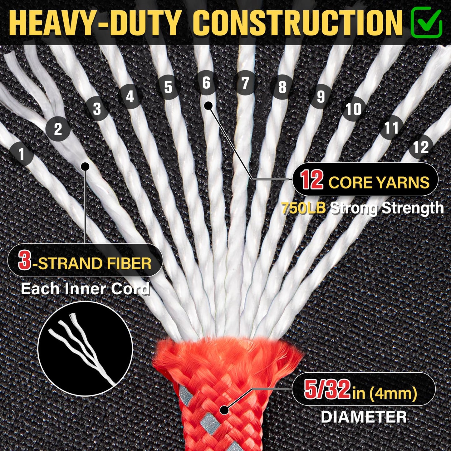 TRIBERION Reflective Paracord Rope 750 lb - 200ft 5/32" Parachute Cord 4MM 12-Strand para Cord - Heavy Duty Spool String for Survival,Camping Gear, Survival Bracelet, Clothesline - Red