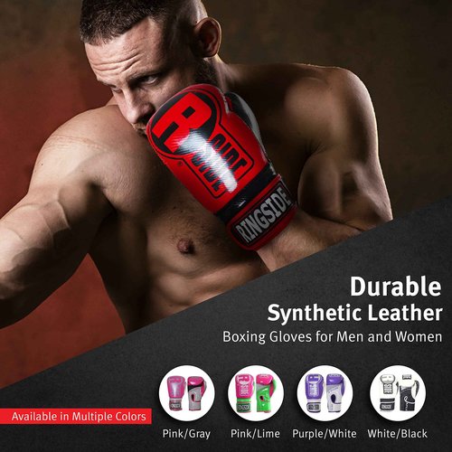 Ringside Apex Bag Gloves, IMF-Tech Boxing Gloves with Secure Wrist Support, Synthetic Boxing Gloves for Men and Women, Red and Black, S/M