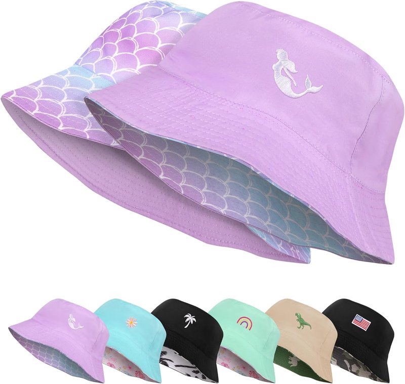 Kids Sun Hat - Double-Sided Bucket Hat for Boys & Girls | Summer Sun Protection, Wide Brim, Unisex Beach Outdoor