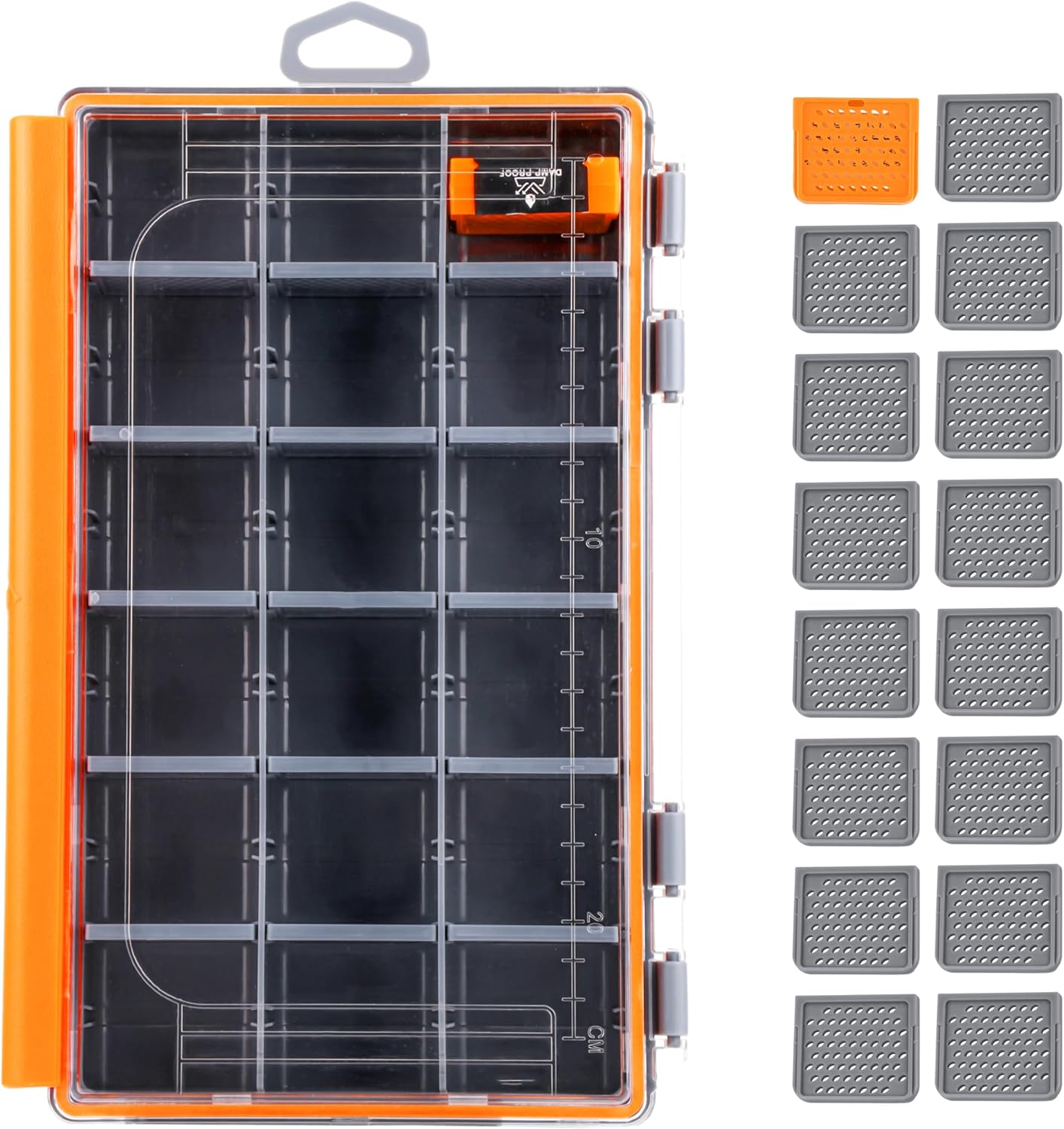 RUNCL Fishing Tackle Box - 360° Waterproof Organizer with Adjustable Dividers | 3600 Size, Orange, 1 Pack