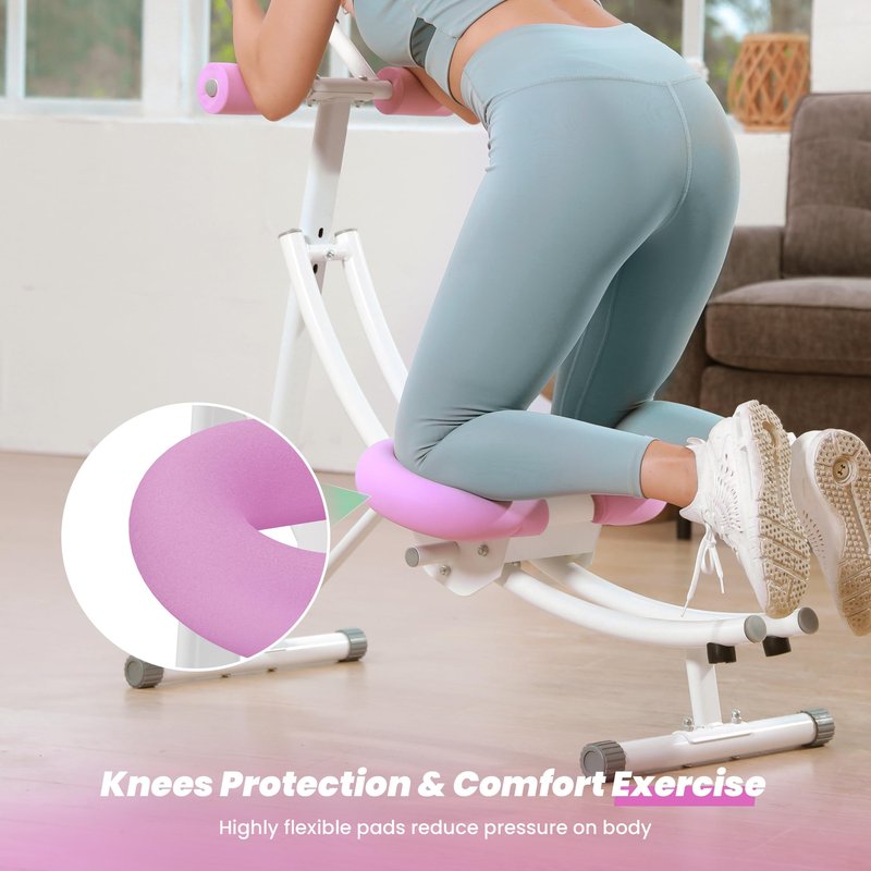 LanPavilion Ab Workout Equipment, Ab Machine with Height Adjustable and Stability, Ab Workout Equipment Home Gym Coaster for Stomach at Office with LCD Display-Christmas Gift Choice, Pink