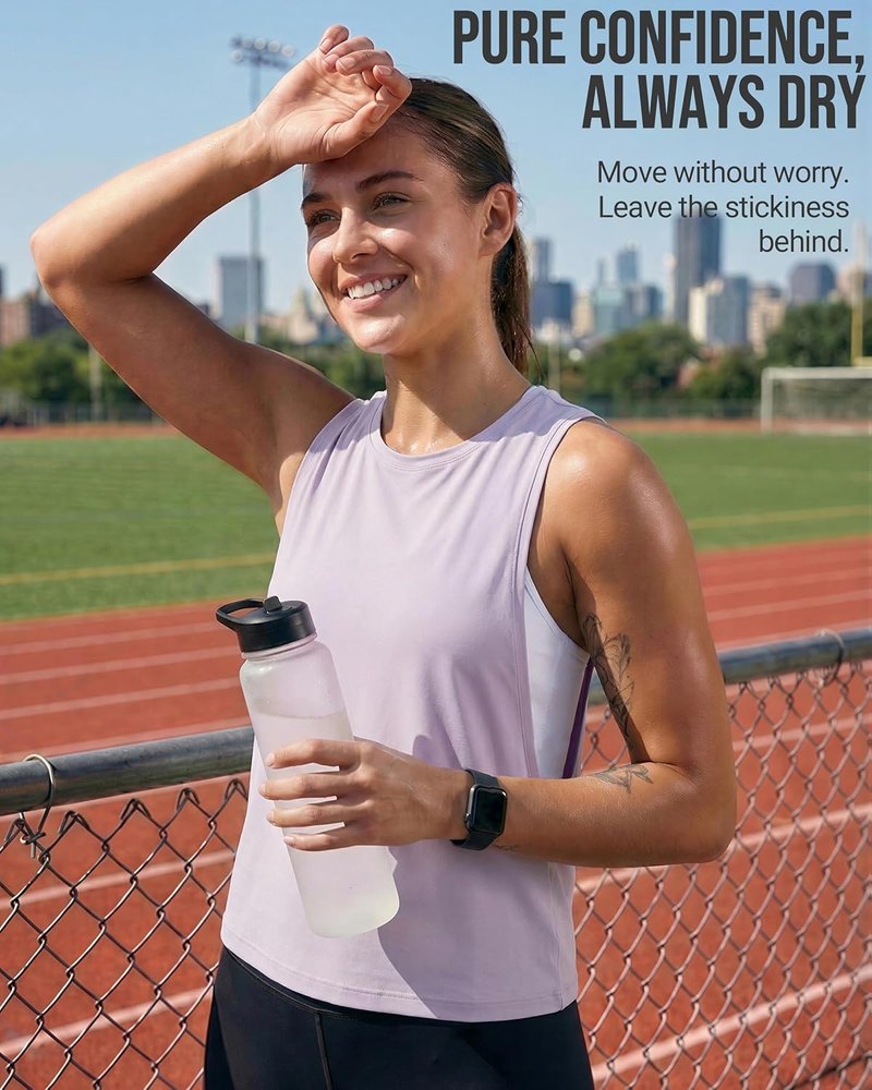 Workout Tank Tops for Women - Ice Silk Quick Dry Athletic Crop Top | Loose Fit Yoga & Gym Shirt