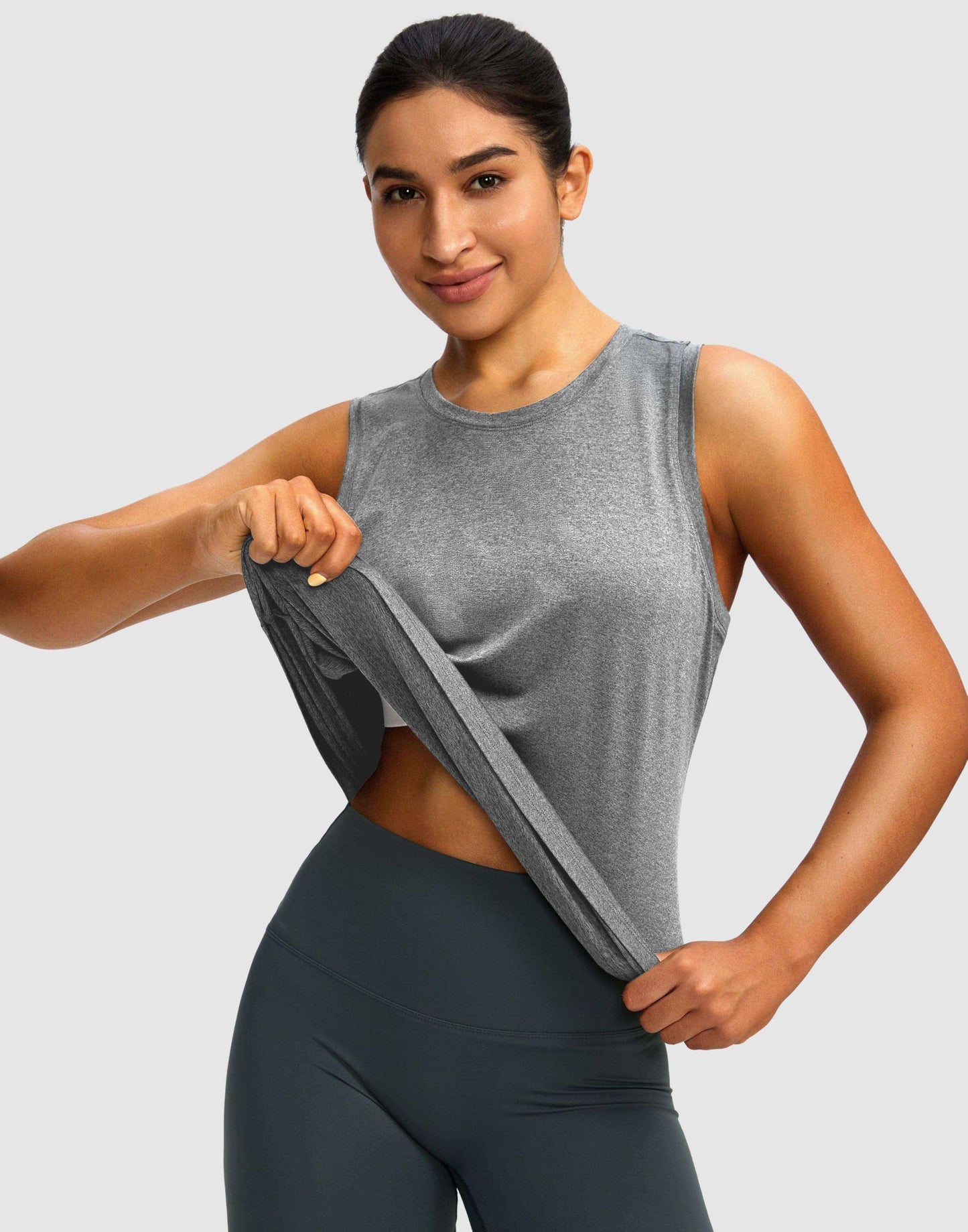 Women's Workout Tops Racerback Athletic Tank Tops Sleeveless Loose Fit Yoga Running Gym Shirts for Women(Heather Grey,M)