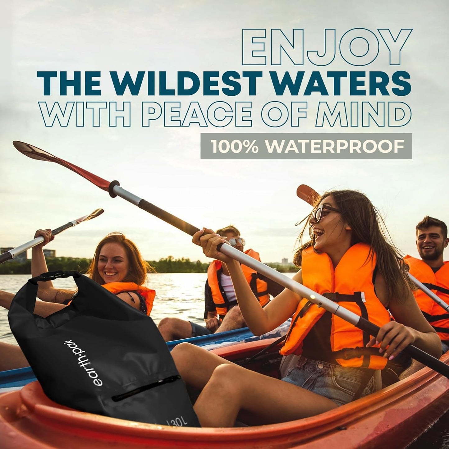 Waterproof Dry Bag with Zippered Pocket - Earth Pak Backpack Keeps Gear Dry | Durable & Lightweight