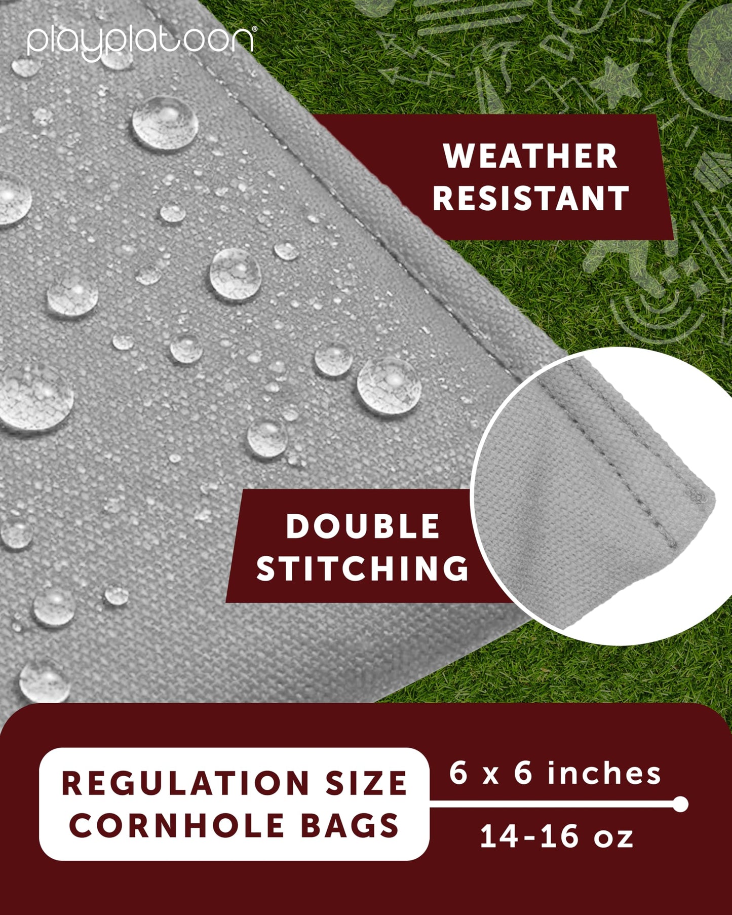 Premium Weather Resistant Duck Cloth Cornhole Bags - Set of 8 Bean Bags for Corn Hole Game - 4 Silver & 4 Black