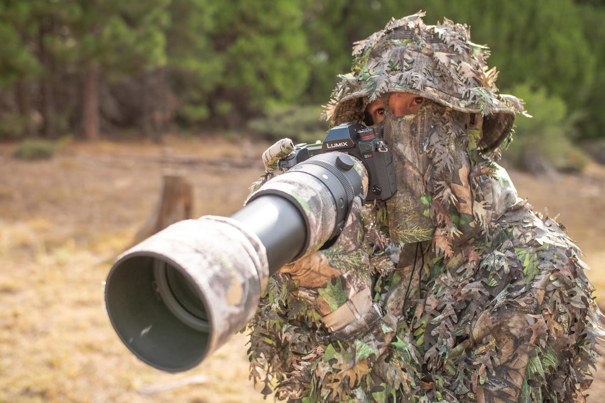 QuikCamo Men’s Mossy Oak Greenleaf 3D Leafy Camo Bucket Hat with Built-In Face Mask for Turkey Hunting - Adjustable Size