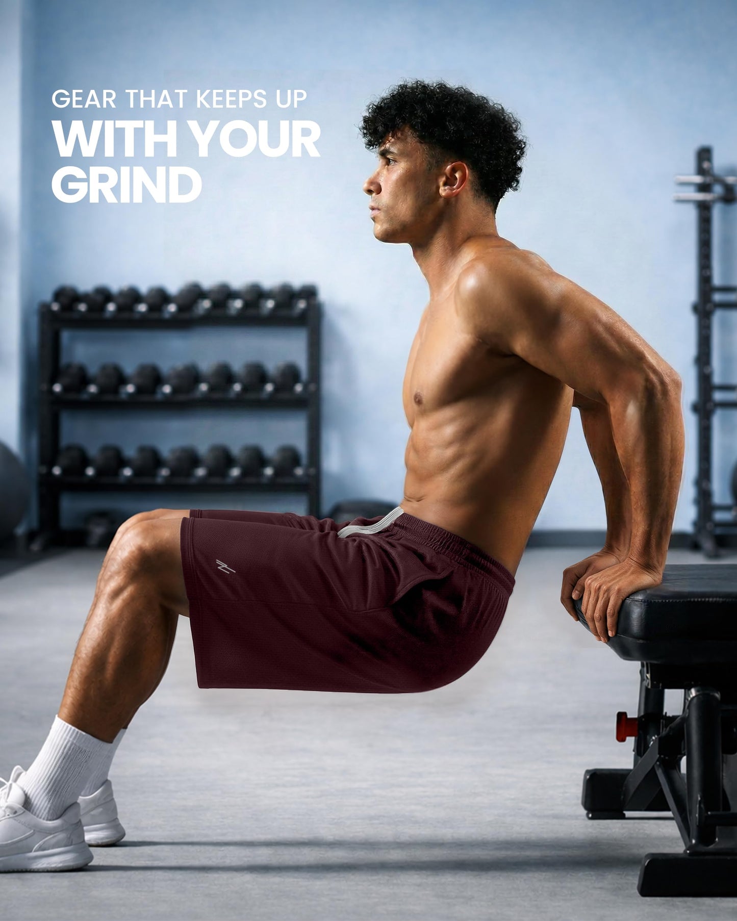 NY Threads Men's Athletic Shorts Quick Dry Loose-Fit Lightweight Running Workout Gym Shorts with Pockets, Small, Burgundy