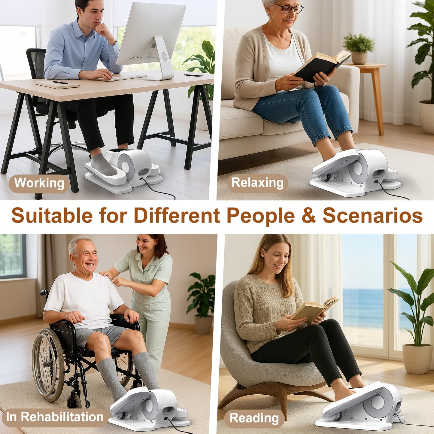 Under Desk Elliptical for Office Pedal Exerciser Electric 12-Speeds