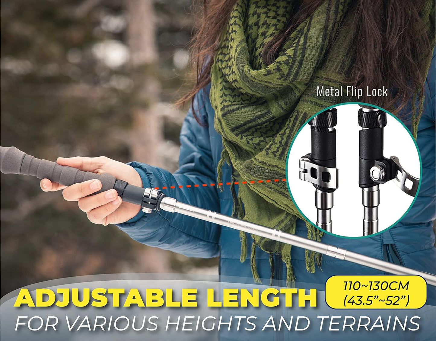 Trekology Trek-Z Cork Grip Trekking Poles - Lightweight Adjustable Hiking Sticks | Compact Design, Aluminum, Travel-Friendly
