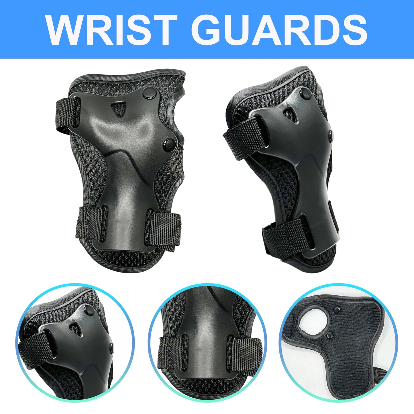 ENHERWE 12-16 Years Kids Youth Protective Gear Set,Include Knee Pads,Wrist Guards and Elbow Pads,Protective Gear Set for Inline Skating,Cycling,Bike Rollerblading and Kids Skateboard,Roller Skates