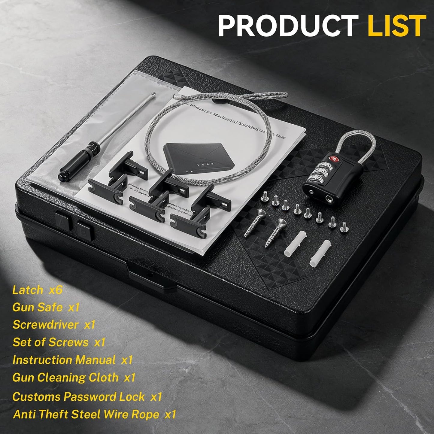 Handgun Safe - Quick Access Mechanical Lock Pistol Safe | Portable Compact Lock Box for Travel, Office, Bedroom