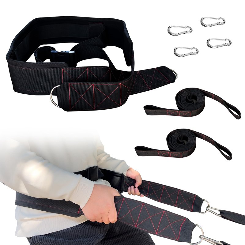 WOOTMIN Pull-Up Dip Belt for Strength Training - Weight Belt with Strap (Red Line)