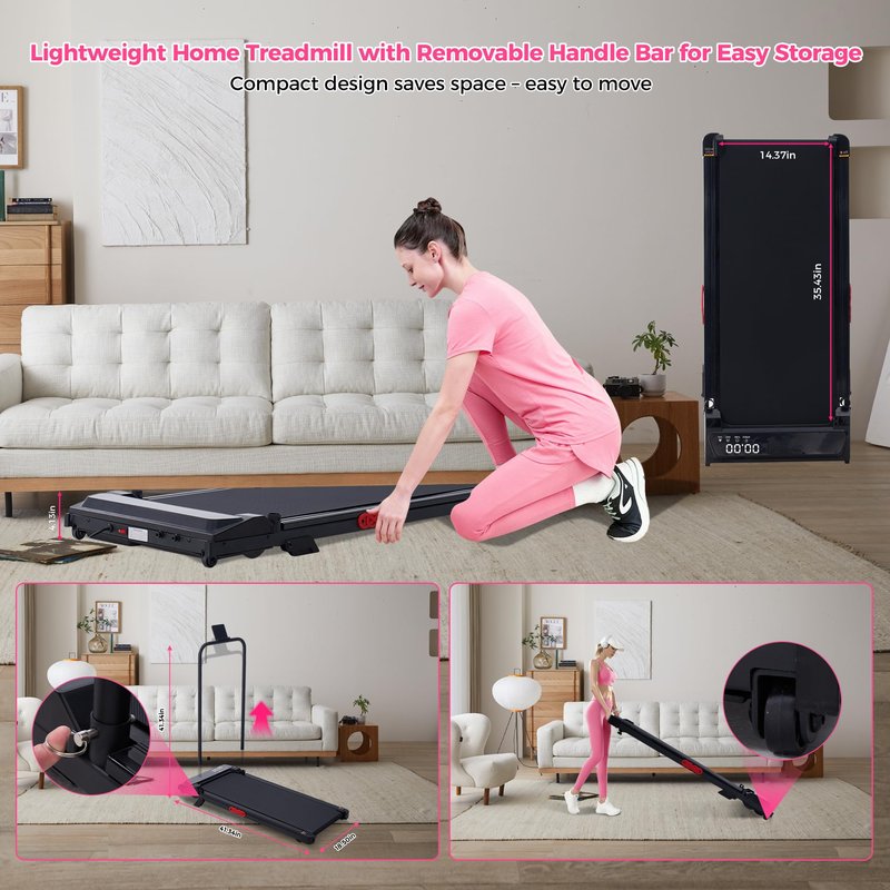 Walking Pad with Incline and Handle Bar, 2026 Upgrade Electric Small Walking Pads Treadmills with Handles, Compact Treadmill with Handles for Home Small Spaces, 3.5HP, 0.6-7.6MPH, 350LBS