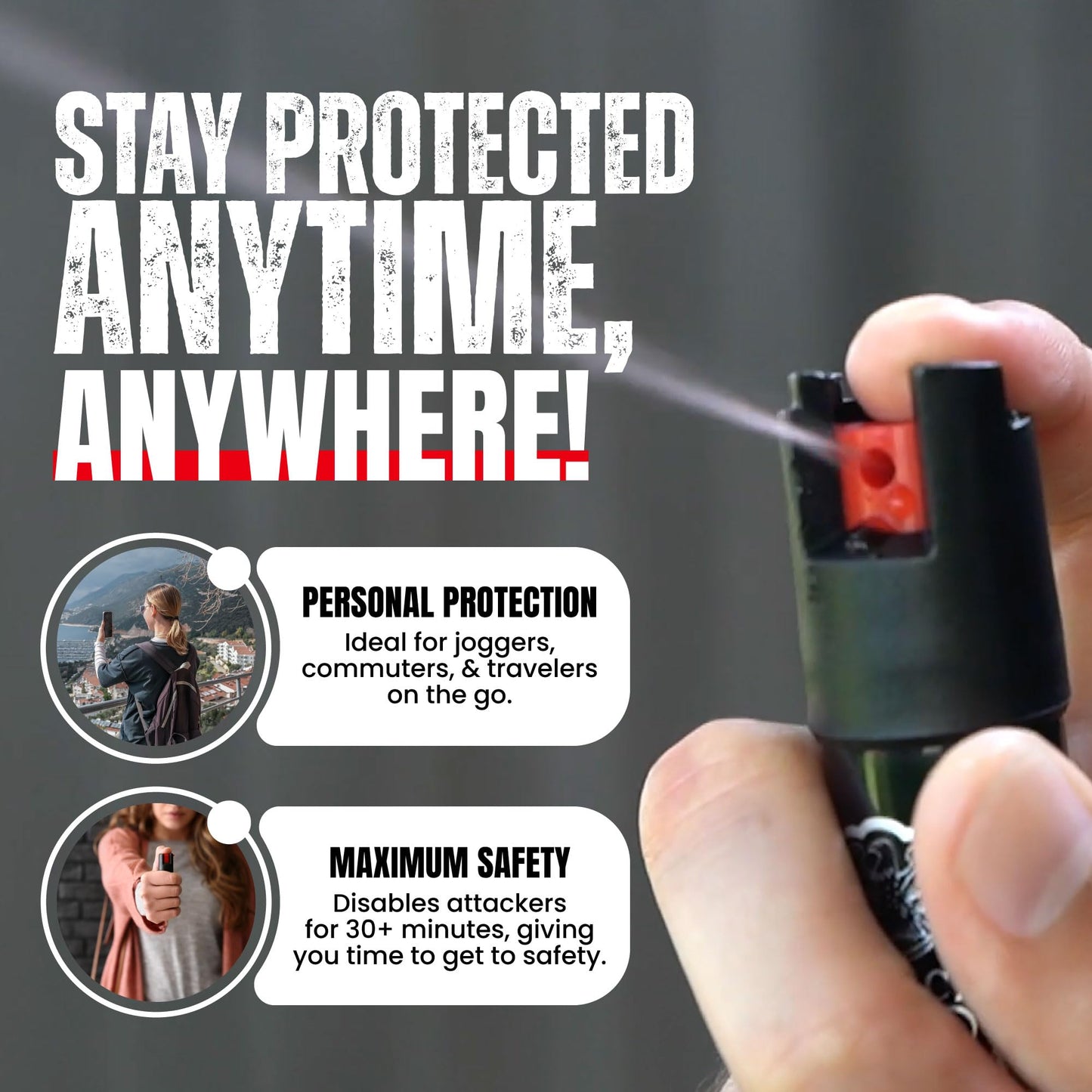 Police Magnum Compact Pepper Spray Self Defense- Tactical Maximum Heat Strength OC- Small Discreet Carry Canister- Made in The USA- 5 Pack 3/4oz TL