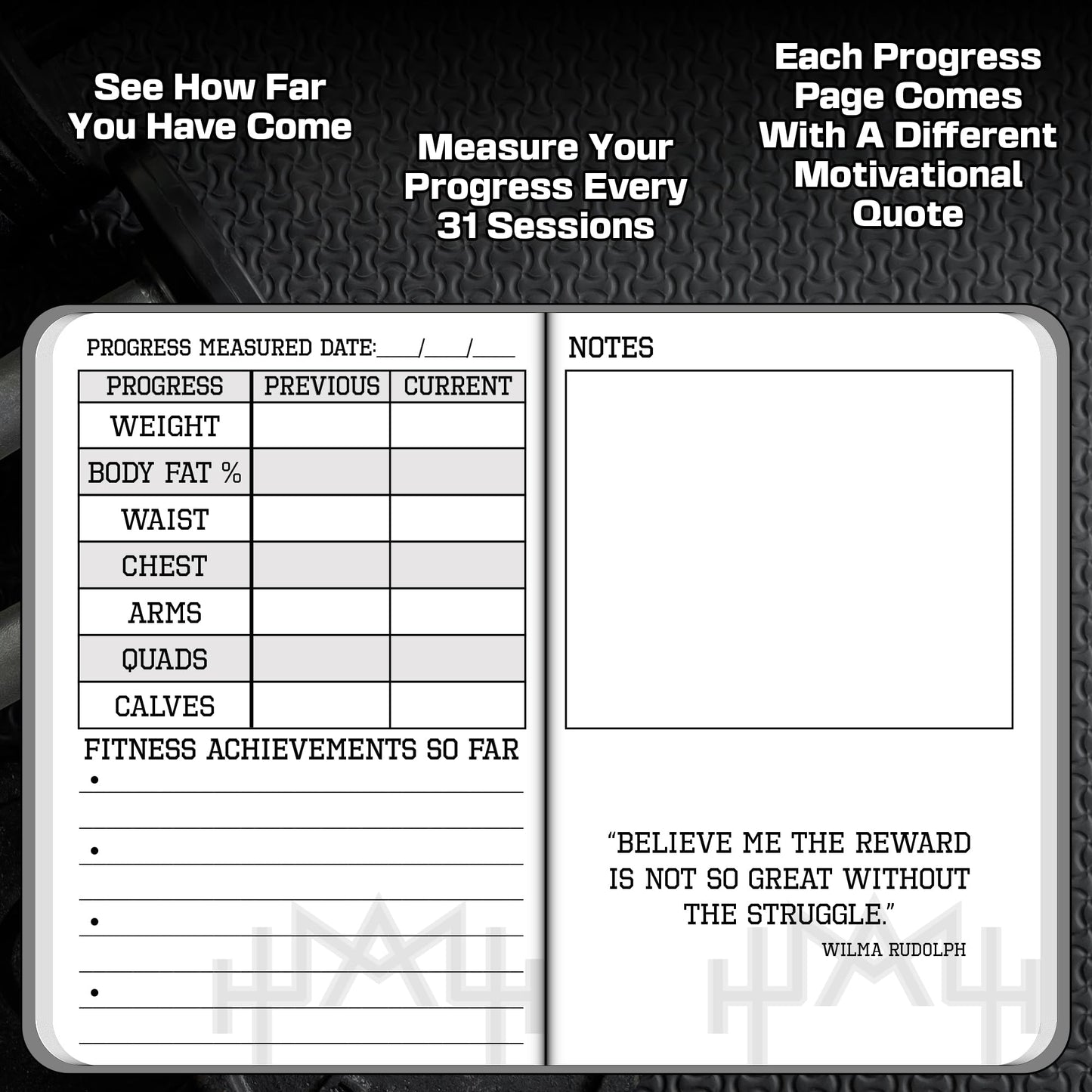 A6 Pocket Fitness Journal & Workout Log Book for Men & Women – Track 93 Workouts, Set 15 Goals & Log 24 Personal Records – Sweatproof Gym Diary & Exercise Planner – Black