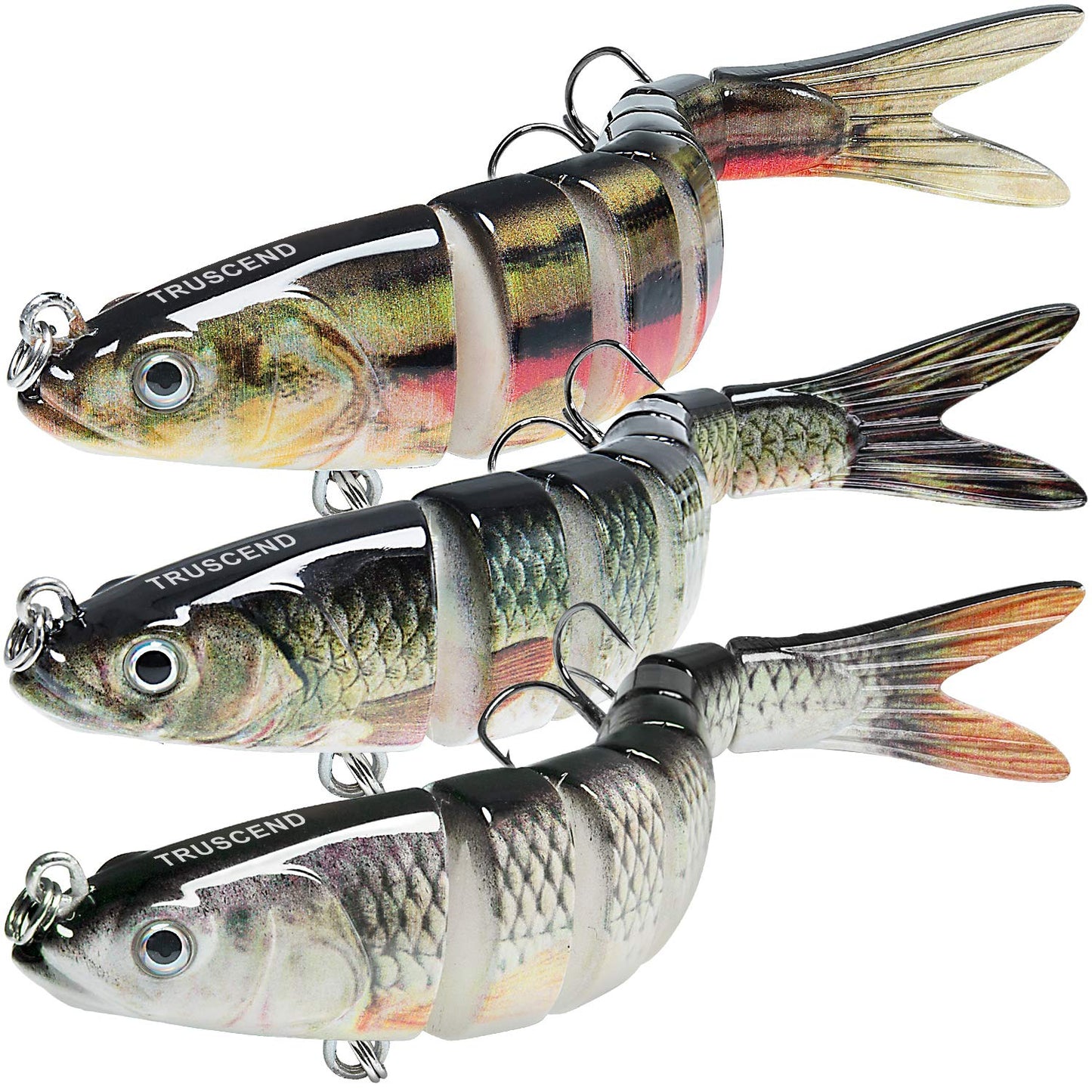 TRUSCEND Swimmax Easy Catch Fishing Lures with BKK Hooks, Wiggling, Vibrating, Rattling and Gurgling for More Bite, Heavy-Duty Dyneema Fiber Jointed Swimbaits for Bass, Trout, Walleye, Crappie, Pike