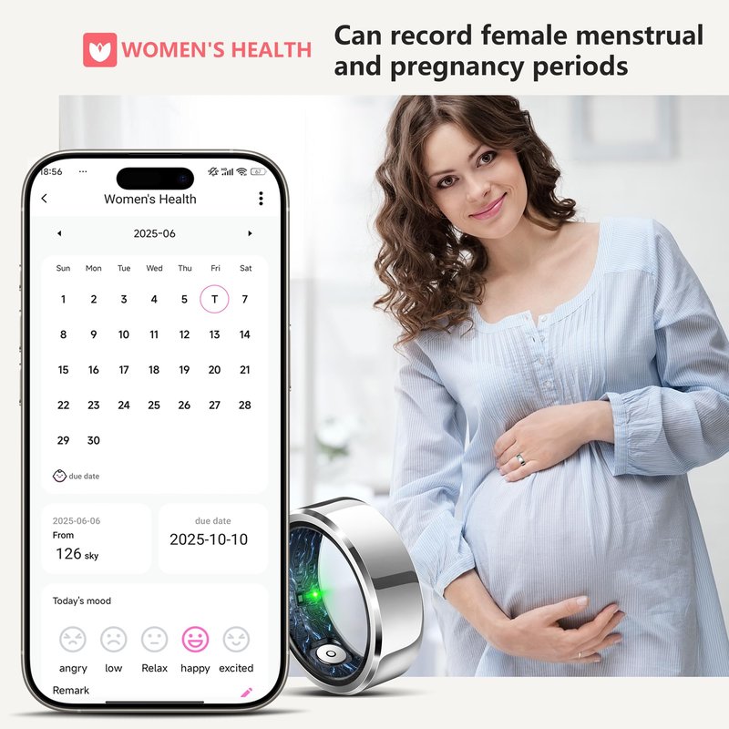 RIFESI Smart Ring for Women Men, Fashion Minimalist Fitness Ring & Sleep Tracker Ring with Heart Rate, SPO₂,Blood Pressure,5ATM Waterproof Health Ring, No Subscription,Gift(Size 8,Black)