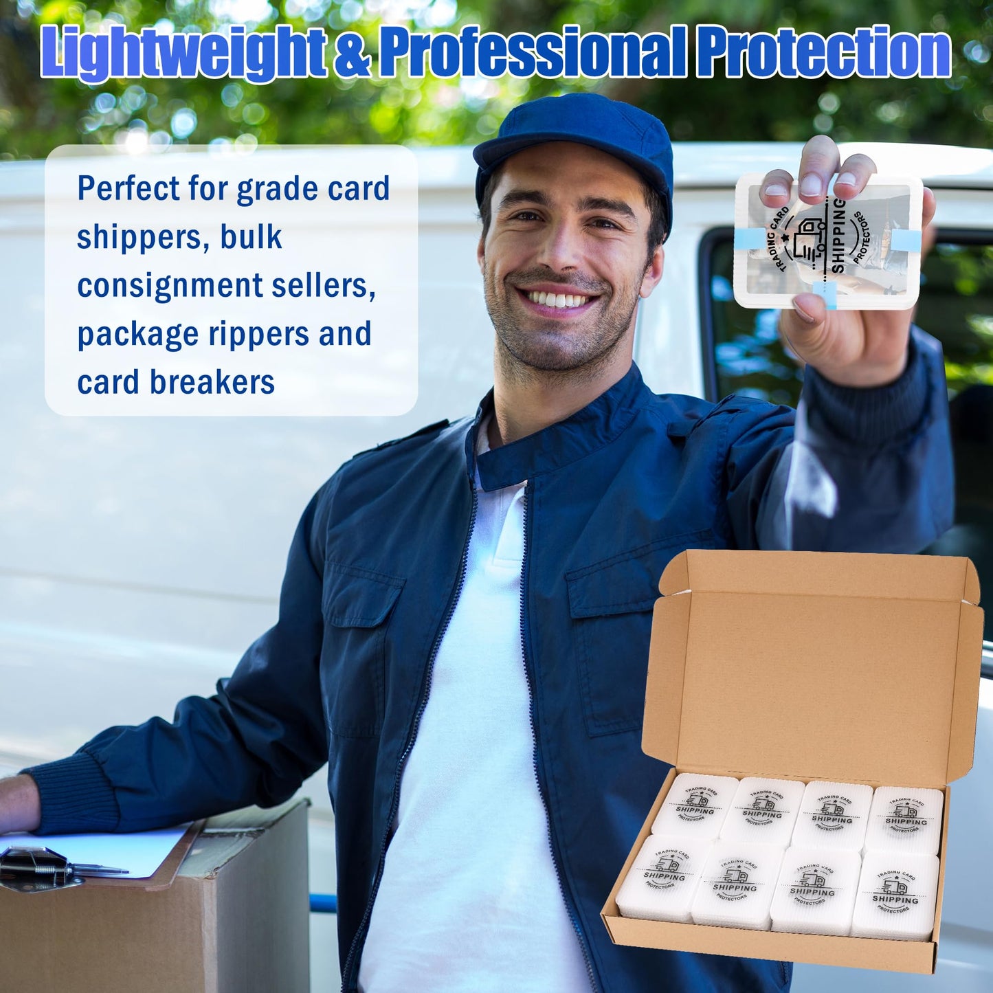 200 Pack Trading Card Shipping Protectors with Tape Rolls, AHIER 3.5'' x 4.5'' Plastic Cardboard Inserts for Bubble Mailers, Translucent Semi Rigid Precut Card Savers for Mailing Shipping Supplies