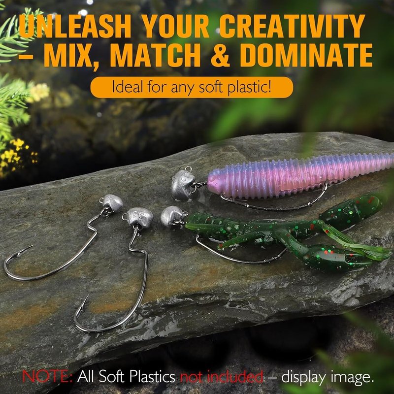 Ned Rig Jig Heads for Bass Fishing - Weedless Design | 15PCS in 1/0, 2/0, 3/0 Sizes