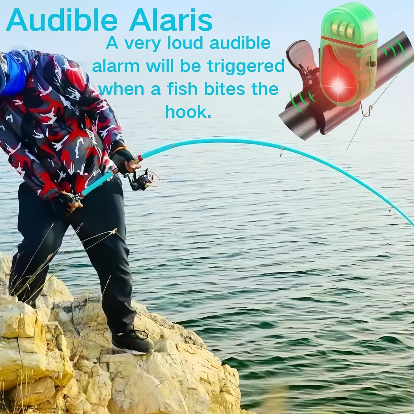 Fishing Bite Alarm - 2-Piece Sensitive Electronic Alerts with LED Lights | Perfect for All Fishing Scenarios