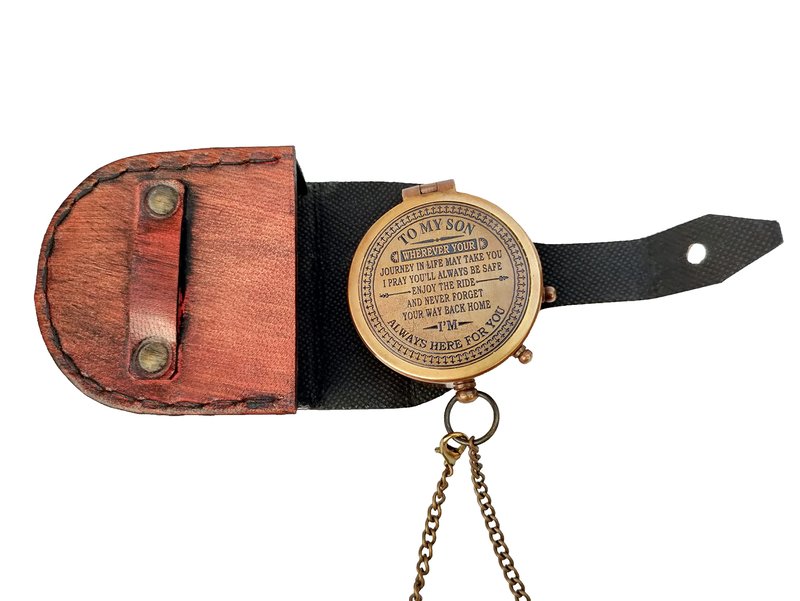 TSWO Be Blessed Compass with Leather Case – Religious & Christian Gifts for Men & Women, Catholic Baptism, Graduation, Inspirational Birthday Gift (to My Son Compass)