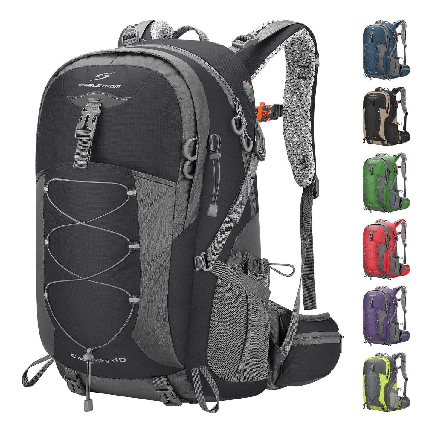 Maelstrom 40L Hiking Backpack, Lightweight Camping Daypack with Rain Cover