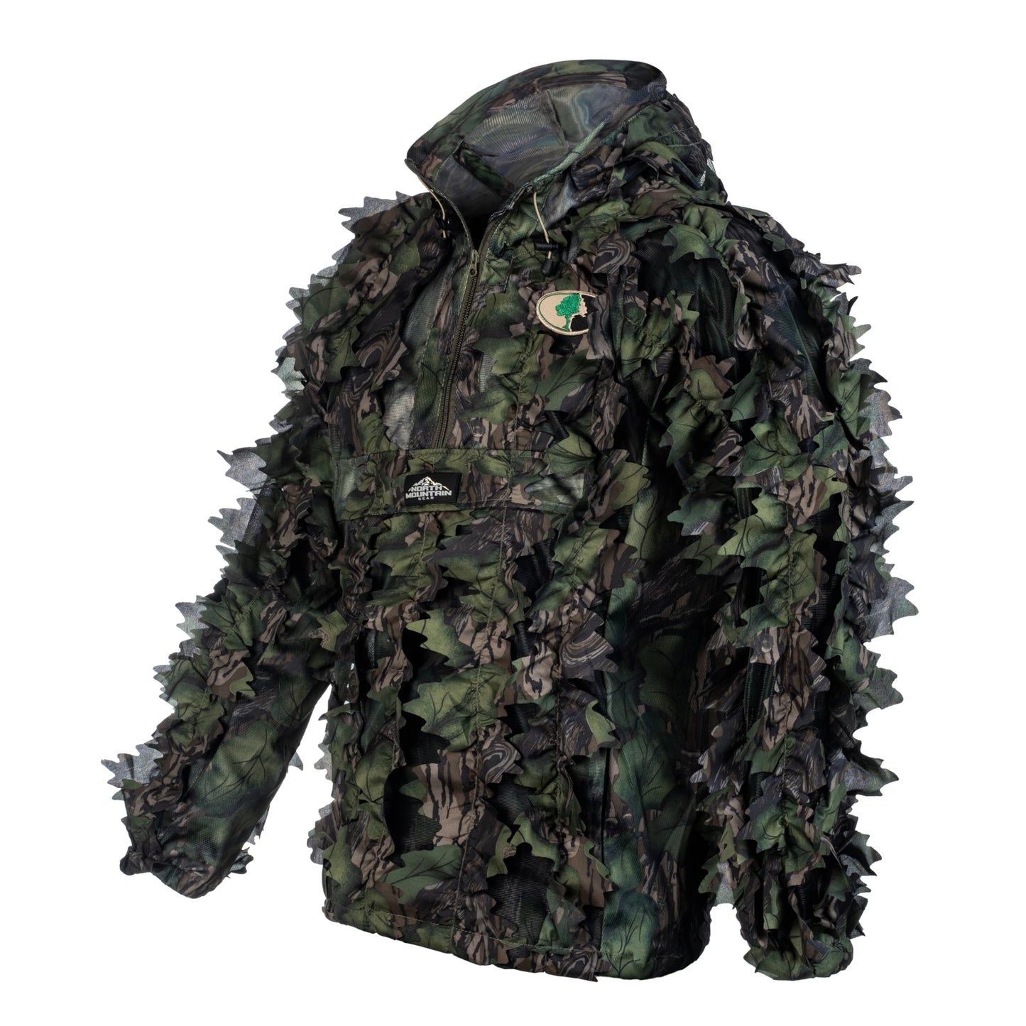 North Mountain Gear Mossy Oak Full Foliage Leafy Camo Hunting Jacket – Lightweight 1/2 Zip Hooded Camo Hunting Hoodie with Kangaroo Pouch – X-Large-2X-Large