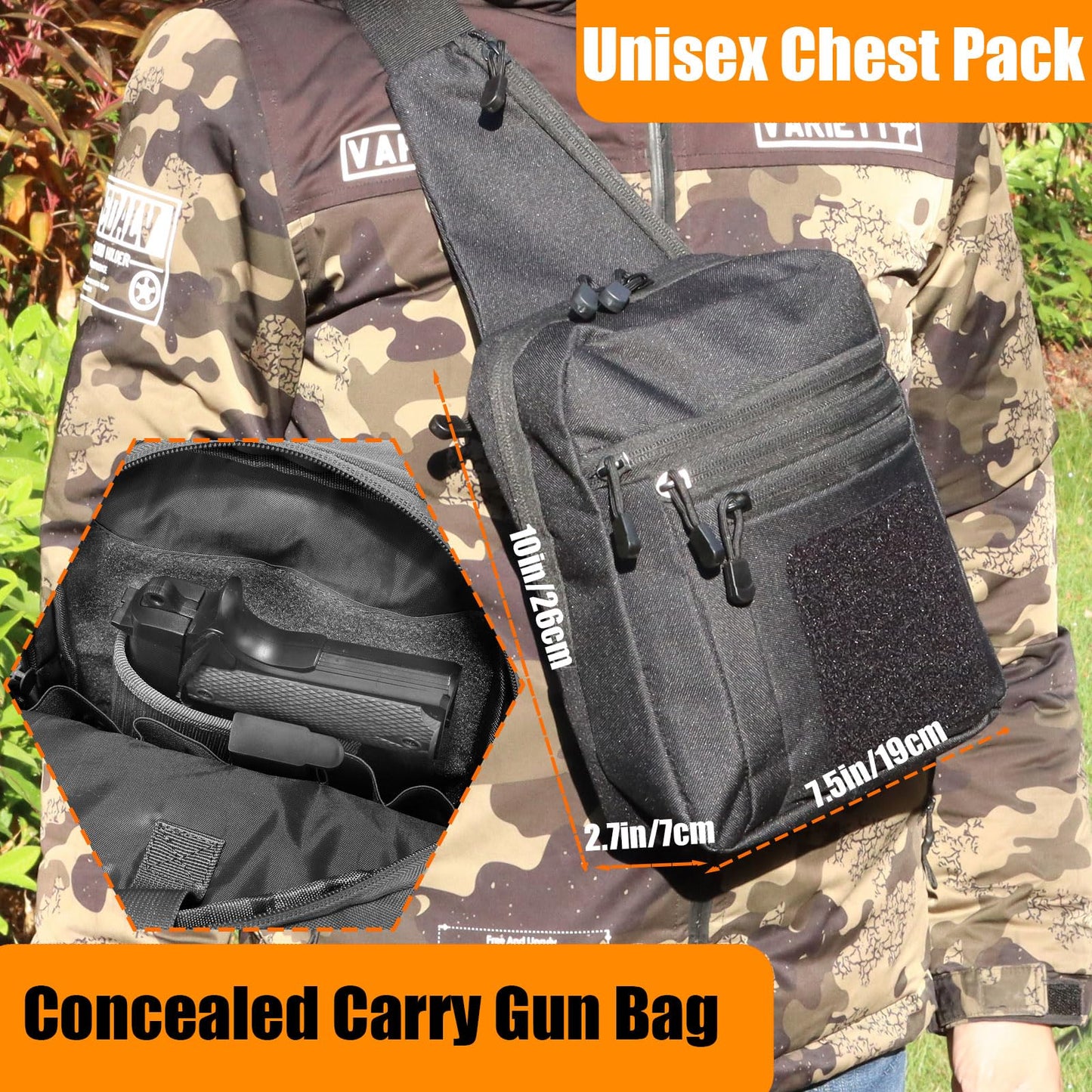 SXJWISHES Tactical Sling Shoulder Bag Concealed Carry bags EDC Crossbody pack Sling Backpack Chest Daypack Crossbody Backpack for Travel Sports Running Hiking (Khaki)