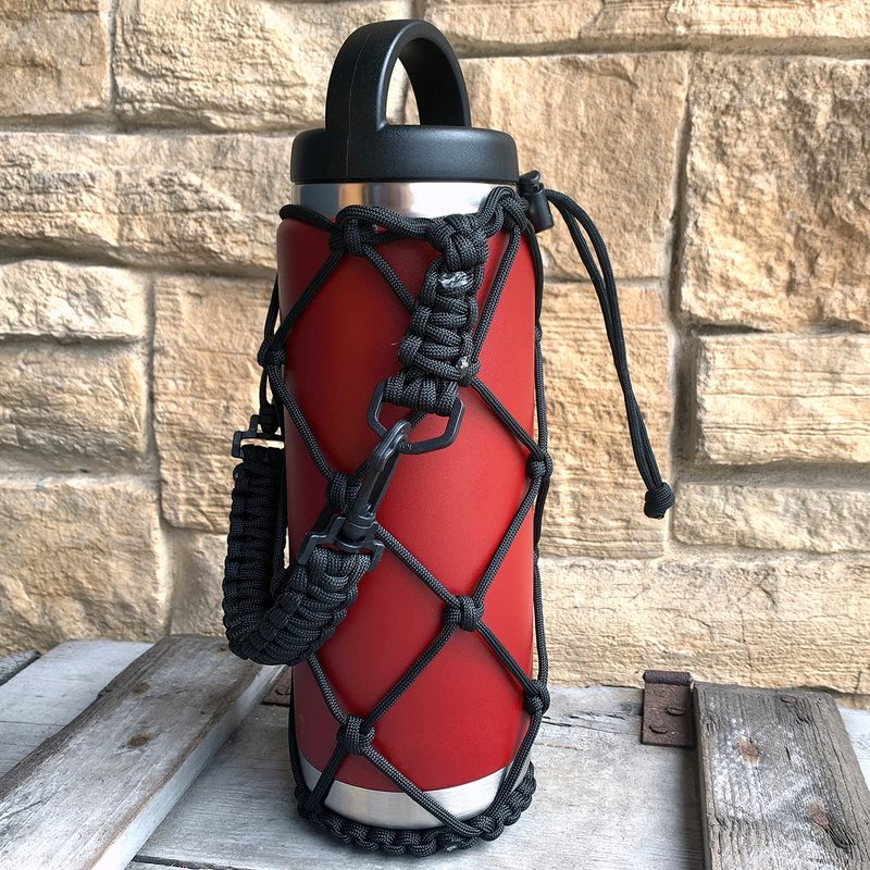 Gearproz HydroNet Carry Bag with Handle and Shoulder Strap for YETI Rambler Bottles and Camelbak Water Bottles, Tumbler Accessories for Men Women Hiking Camping Travelling (36 oz, Black)