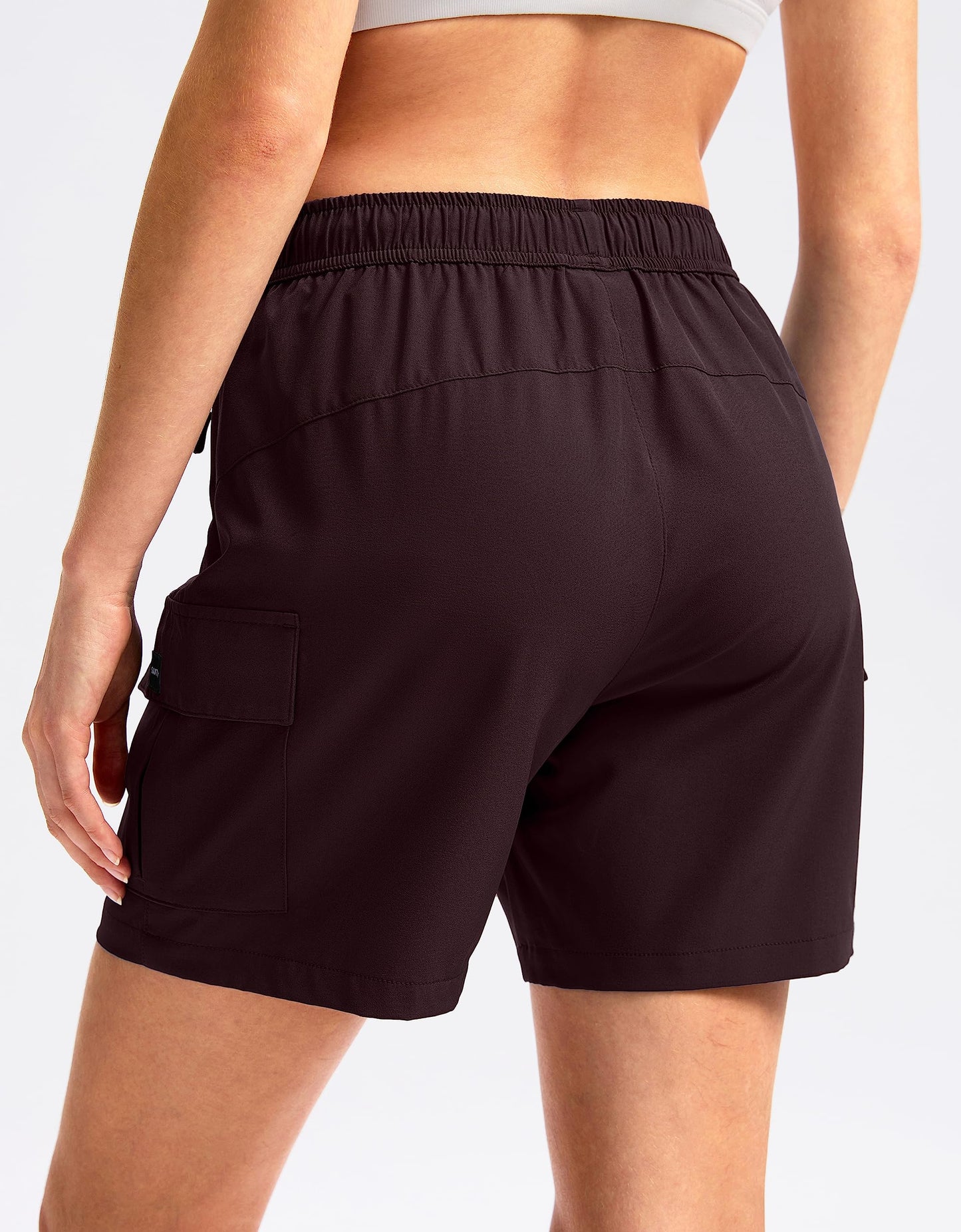 SANTINY Women's 5''/ 7''/9'' Hiking Cargo Shorts Quick Dry Lightweight Summer Shorts for Women Athletic Golf Zipper Pockets(Wine_L)