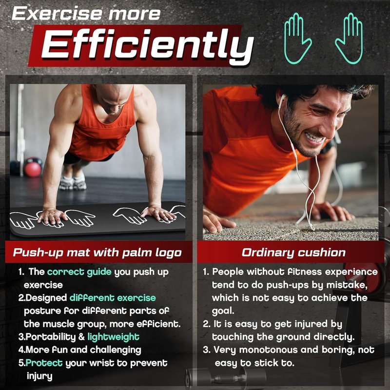 Fitness Workout Push-Up Rollers - Non-Slip Exercise Mat with Hand Placement Marks | 31.5 x 13.8 Inch Portable Home Gym Equipment