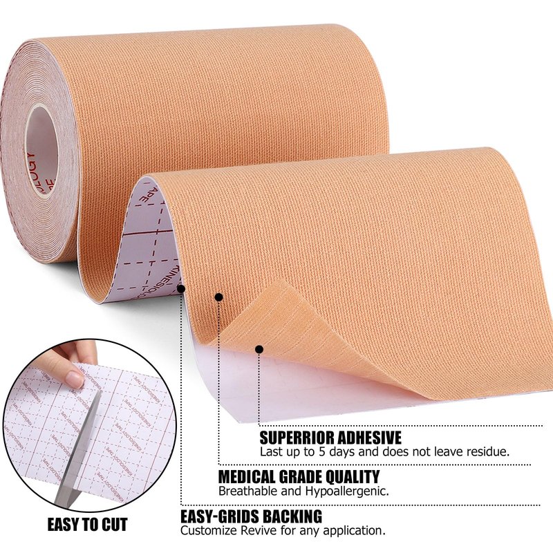 4 Rolls Kinesiology Tape, 4in x 5.5yd Extra Wide Breathable Muscle Support Adhesive Sport Tape for Knee Pain Relief, Latex Free Cotton Elastic Uncut Strips for Joints, Back, Ankle, Shoulder, Wrist